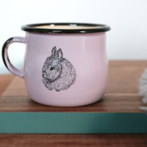 kubek emaliowany mały RABBIT różowy