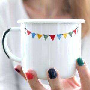 kubek emaliowany RIBBON WHITE DIXIE LION tęcza