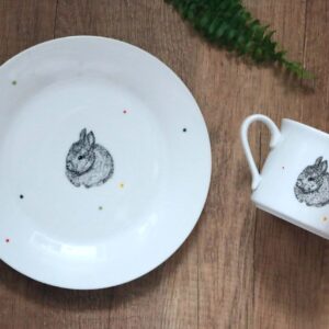 zestaw talerzyk + kubek dla dziecka Zajączek