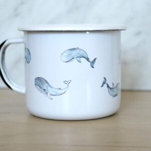 kubek emaliowany WHALE WHITE DIXIE LION garnek