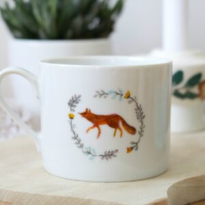 kubek porcelanowy FLORAL FOX  lis