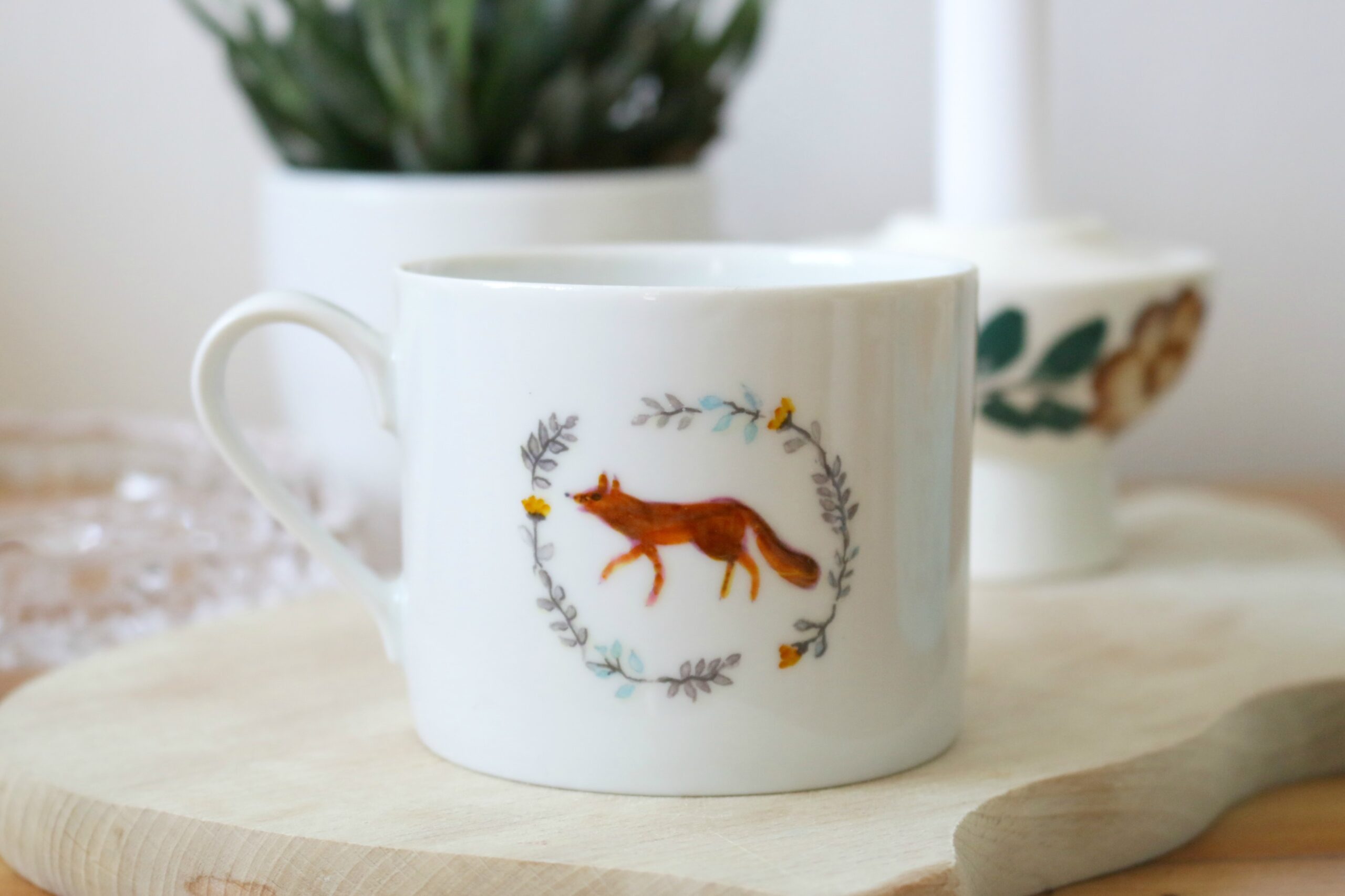 kubek porcelanowy FLORAL FOX  lis